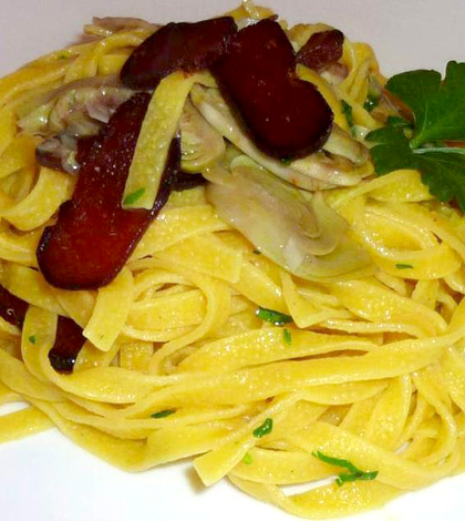 Fettuccine carciofi e bottarga