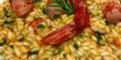 Risotto limone e rosmarino con crudo di gamberi rossi